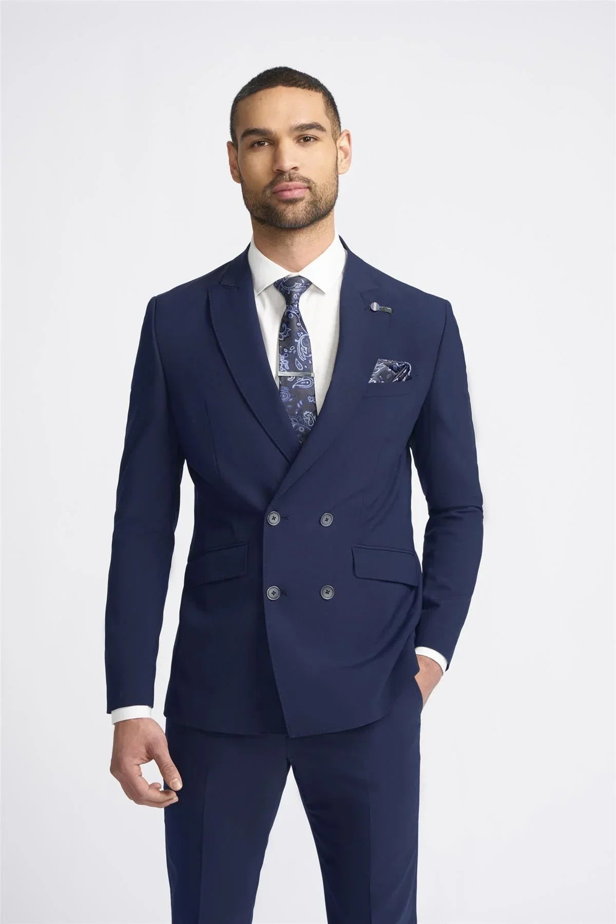 Voittoisa - Miesten tummansininen kaksirivinen bleiseri