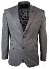 Miesten vaaleanruskea kalanruotokuvioinen tweed-takki, vintage-tyylinen, kapea malli, tyylikäs rento takki