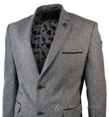 Miesten vaaleanruskea kalanruotokuvioinen tweed-takki, vintage-tyylinen, kapea malli, tyylikäs rento takki