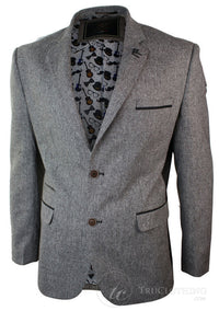 Miesten vaaleanruskea kalanruotokuvioinen tweed-takki, vintage-tyylinen, kapea malli, tyylikäs rento takki