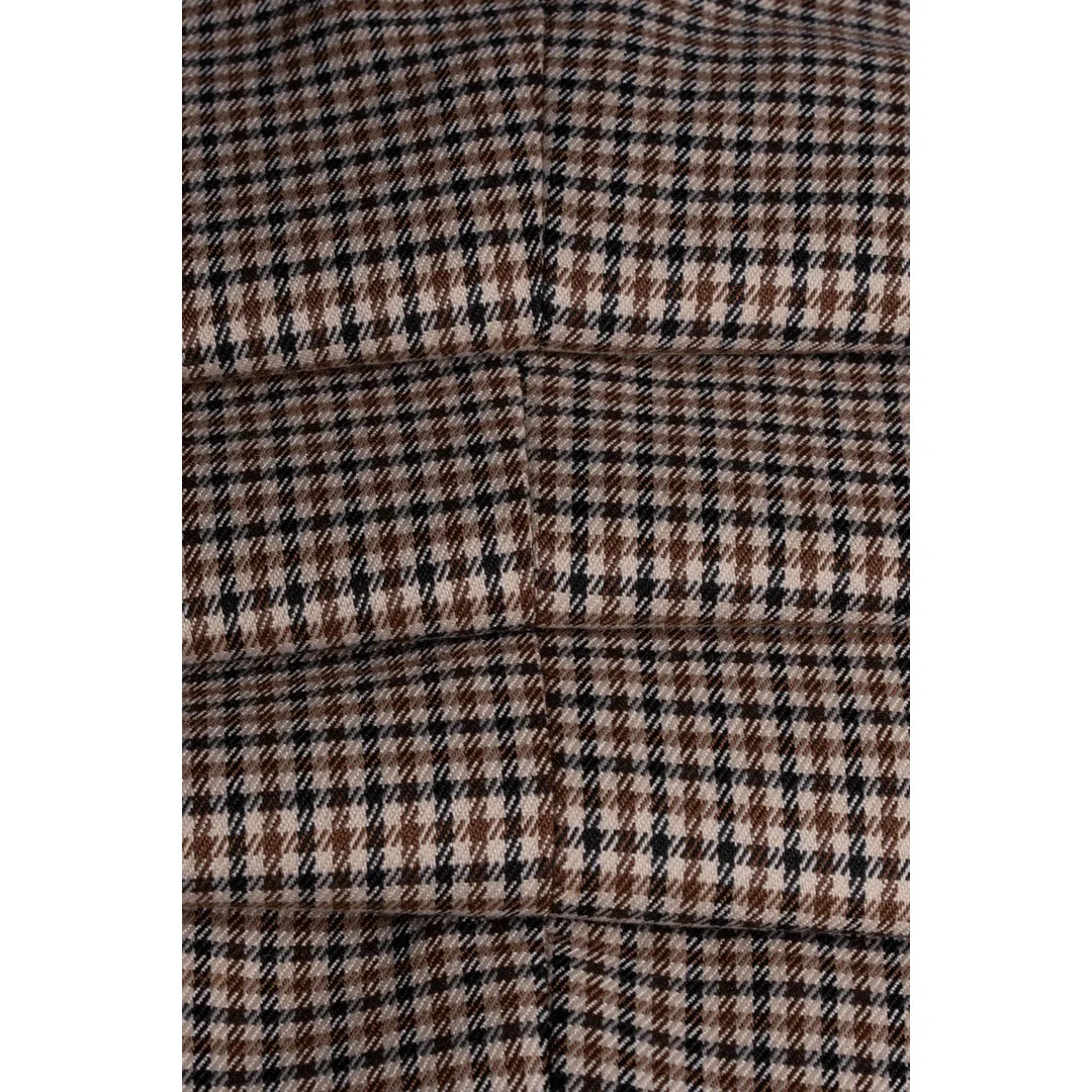 Elwood - Miesten beige ruutuliivi kukonaskelkuviolla