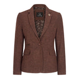 WS-12 - Naisten tweed-pukubleiseri kalanruotokuvioisella villakankaalla, ruosteenruskea