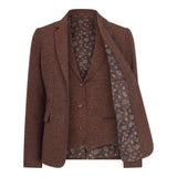 WS-12 - Naisten tweed-pukubleiseri kalanruotokuvioisella villakankaalla, ruosteenruskea