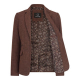 WS-12 - Naisten tweed-pukubleiseri kalanruotokuvioisella villakankaalla, ruosteenruskea