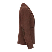WS-12 - Naisten tweed-pukubleiseri kalanruotokuvioisella villakankaalla, ruosteenruskea