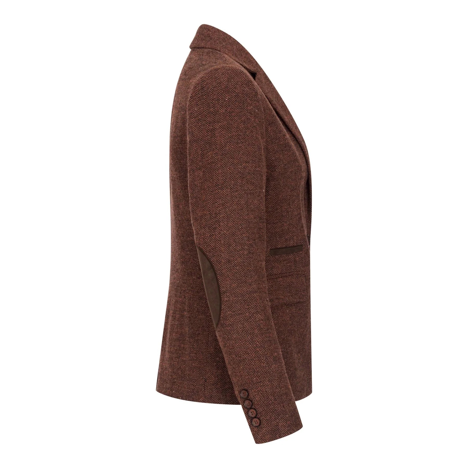WS-12 - Naisten tweed-pukubleiseri kalanruotokuvioisella villakankaalla, ruosteenruskea