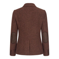 WS-12 - Naisten tweed-pukubleiseri kalanruotokuvioisella villakankaalla, ruosteenruskea