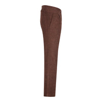 WS-12 - Naisten tweed-pukuhousut kalanruotokuvioisella villakankaalla, ruosteenruskea