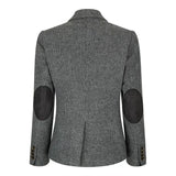 Naisten harmaa tweed-bleiseri kalanruotokuviolla, 1920-luvun huippumalli, mittatilaustyönä tehty istuvuus, vintage retro