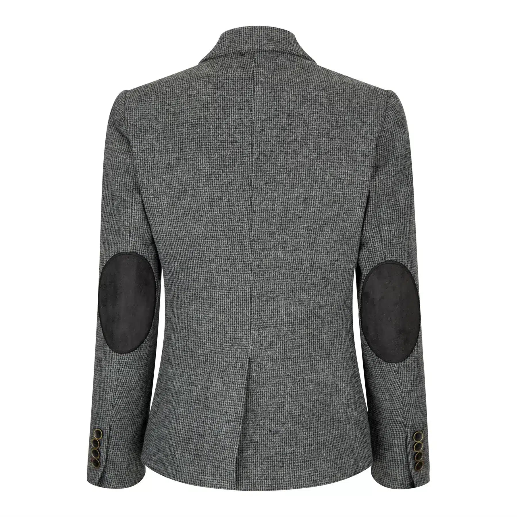 Naisten harmaa tweed-bleiseri kalanruotokuviolla, 1920-luvun huippumalli, mittatilaustyönä tehty istuvuus, vintage retro