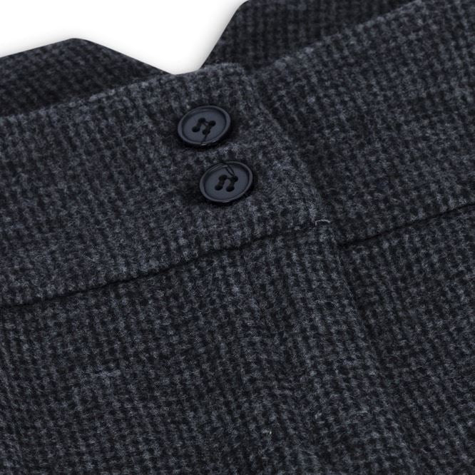 Naisten harmaat tweed-kalanruotokuvioiset housut, 1920-luvun huippumalli, mittatilaustyönä tehty istuvuus, vintage retro