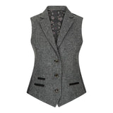 Naisten harmaa tweed-liivi kalanruotokuviolla, 1920-luvun huippumalli, mittatilaustyönä tehty, vintage retro