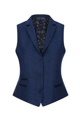 Naisten tweed-kalanruotokuvioinen liivi, tummansininen, 1920-luvun vintage-klassikko, Gatsby-huivit