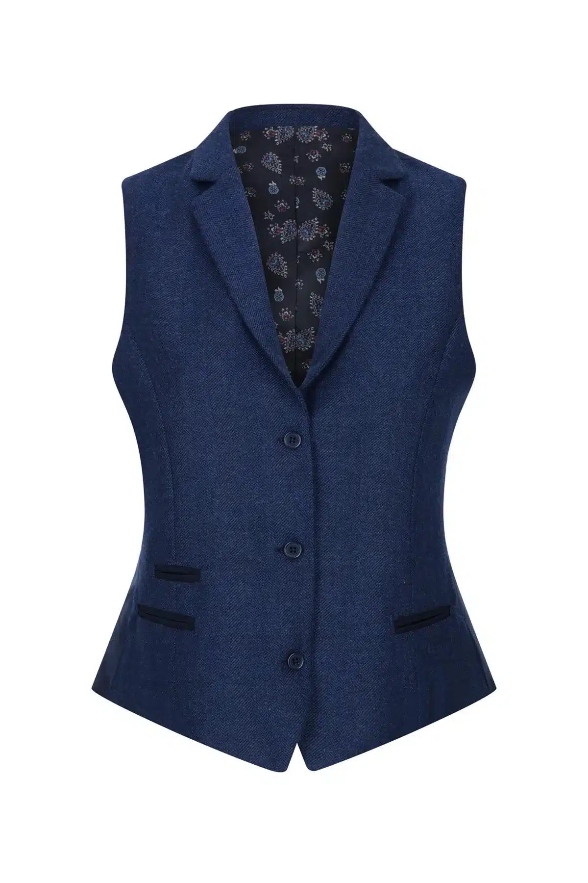 Naisten tweed-kalanruotokuvioinen liivi, tummansininen, 1920-luvun vintage-klassikko, Gatsby-huivit