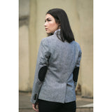 wsn03 - Naisten harmaa tweed-bleiseri, Elow Patch -kuvio, Peaky 1920s