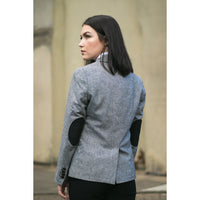 wsn03 - Naisten harmaa tweed-bleiseri, Elow Patch -kuvio, Peaky 1920s